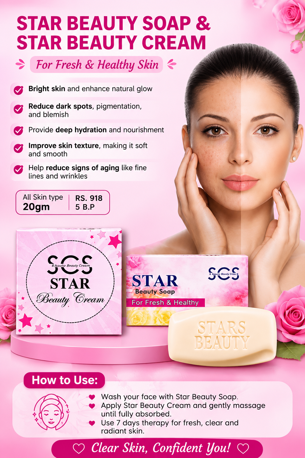 Star Combo; Beauty Soap ,Star Beauty Cream